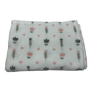 Forever Baby White Pink Gray Floral Print Baby Blanket Soft Fleece